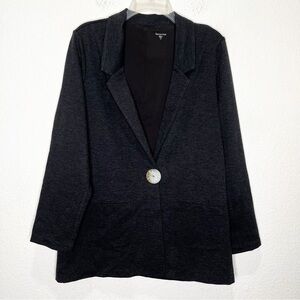 Garnet Hill Knit Relaxed Blazer Oversized Shell Button Menswear Wool Tencel